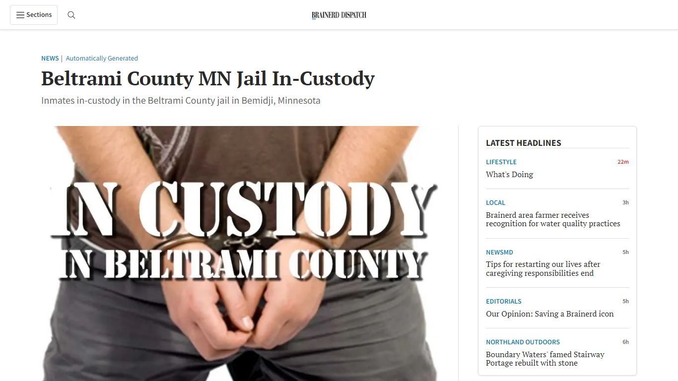 Beltrami County MN Jail In-Custody - Brainerd Dispatch